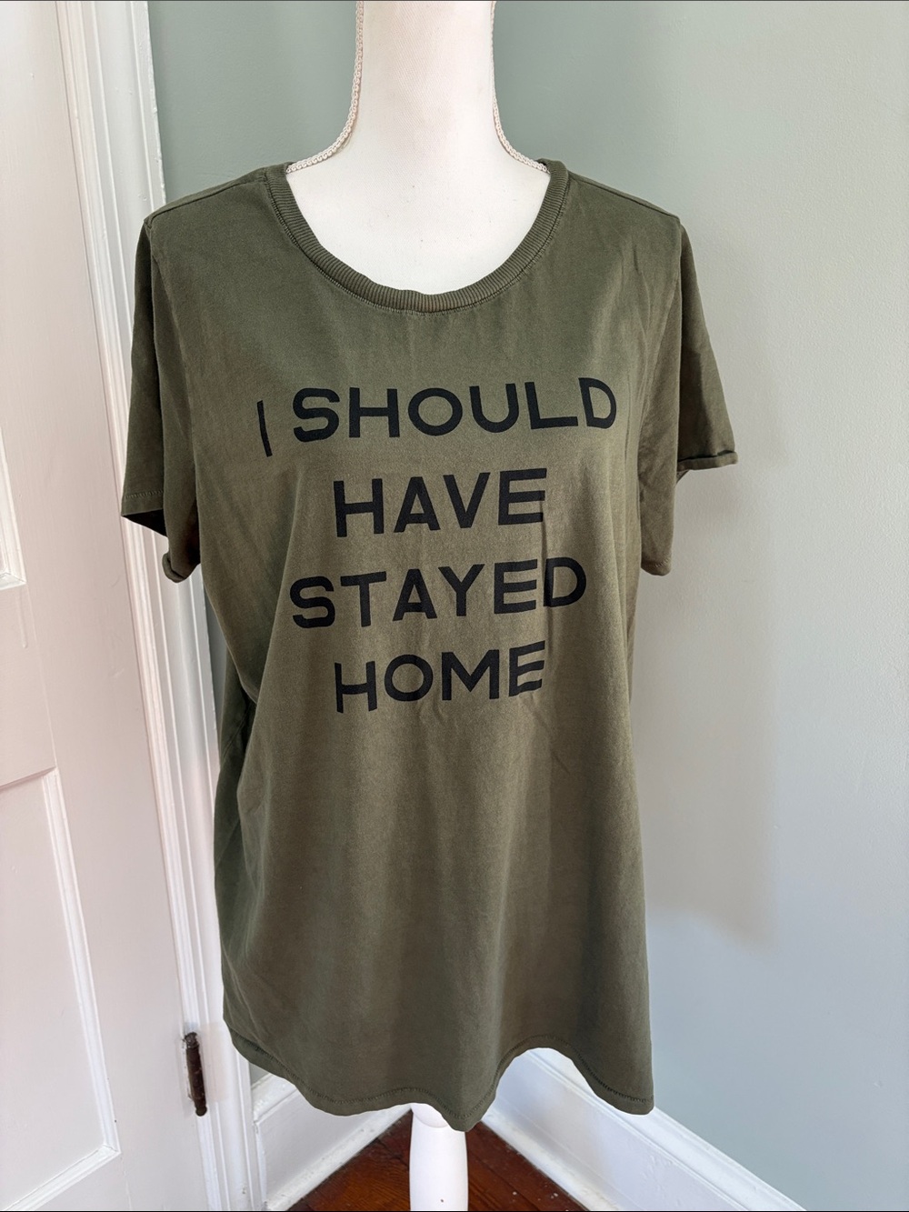 Torrid Stayed Home Classic Fit Heritage Jersey Tee Olive Green Size 1 1X XL